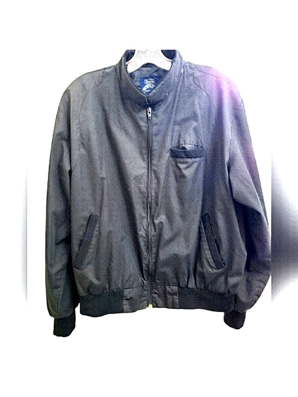 VINTAGE SEARS Black Full Zip Flight Bomber Jacket Size Large